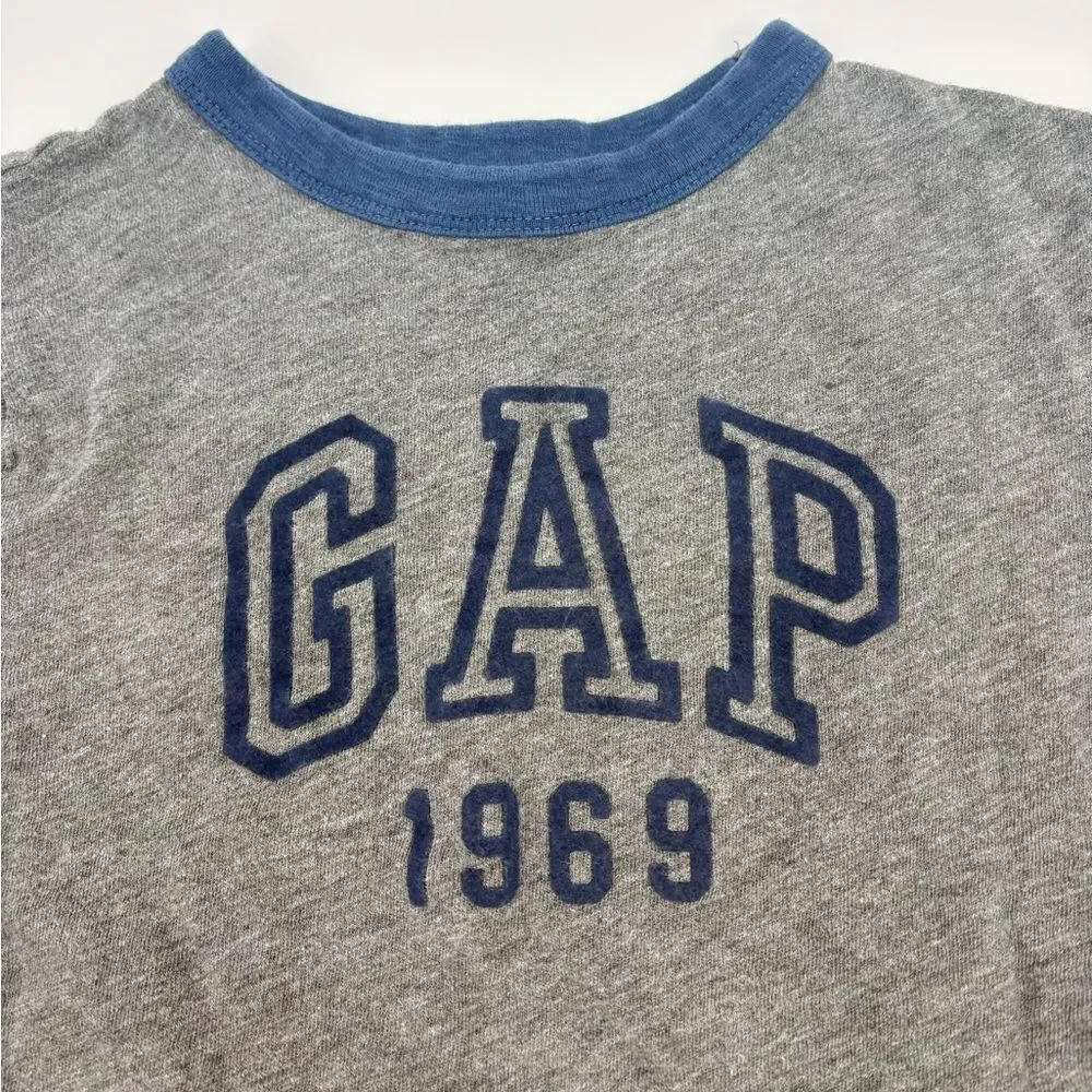 GAP Kids Gray Tee with Blue Trim